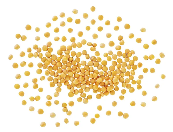 Pilha de sementes de mostarda amarela aromáticas secas isoladas nas costas brancas — Fotografia de Stock