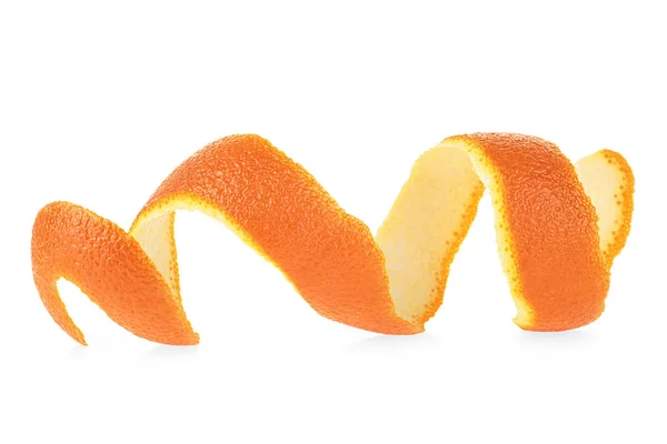 橙色的柑橘皮在白色背景上扭曲 — 图库照片