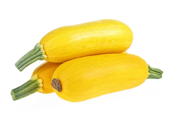Tiga zucchini kuning diisolasi pada latar belakang putih. Cou Kuning — Stok Foto