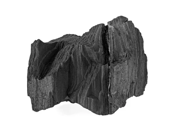 Carvão vegetal de madeira isolada sobre um fundo branco. Madeira natural c — Fotografia de Stock