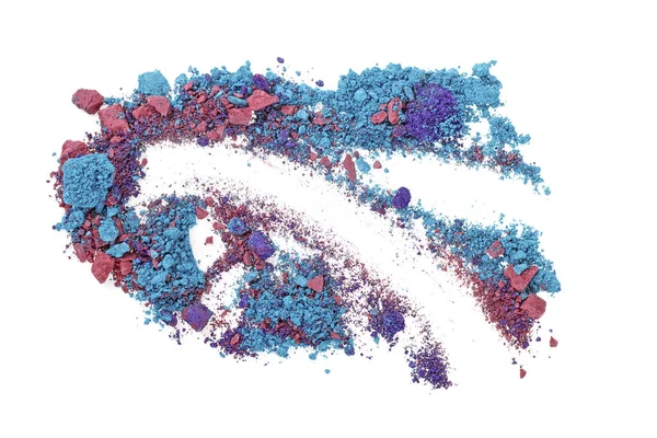 Zgniecione cienie do powiek izolowane białym tłem. Różne Col — Zdjęcie stockowe