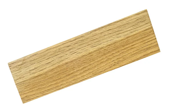 Barra de madeira isolada sobre um fundo branco, vista superior. Carvalho de madeira — Fotografia de Stock