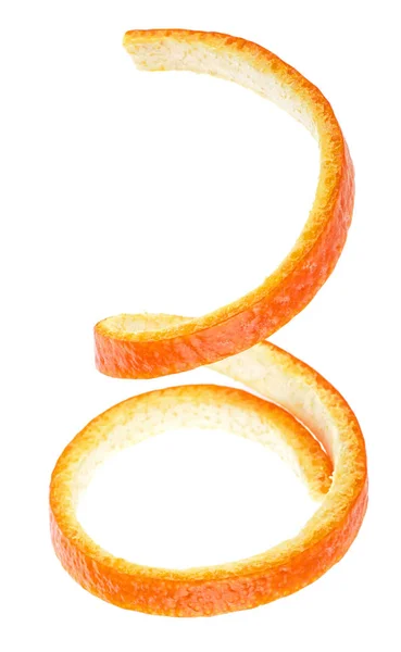 Vertikální obraz čerstvé oranžové slupky, bílé pozadí. — Stock fotografie