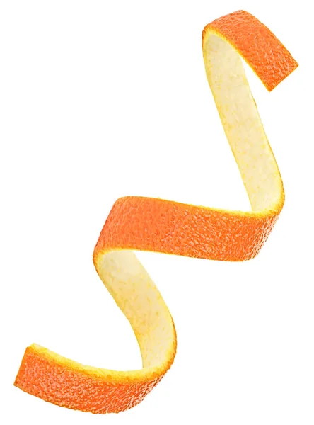 白い背景にシングルオレンジピールの垂直画像。ヴィータ — ストック写真