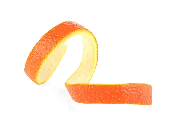 Beyaz bir arka plan üzerinde tek portakal kabuğu. C vitamini. — Stok fotoğraf