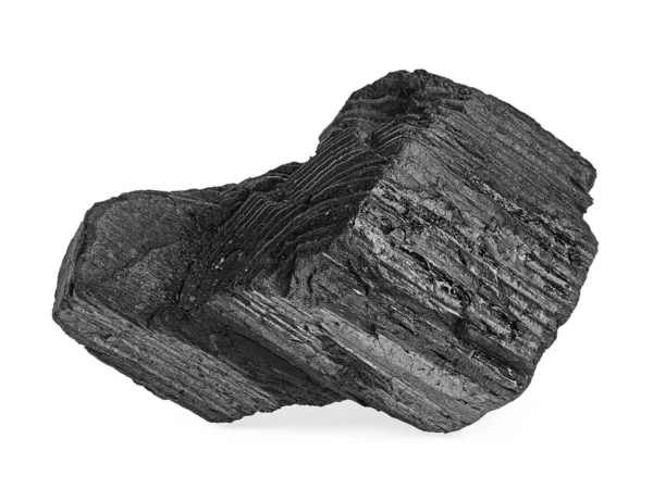 Κομμάτι φυσικού ξυλάνθρακα που απομονώνεται σε λευκό φόντο. Χαρ. — Φωτογραφία Αρχείου