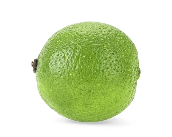 Friss zöld lime izolált fehér alapon. Trópusi gyümölcs. — Stock Fotó