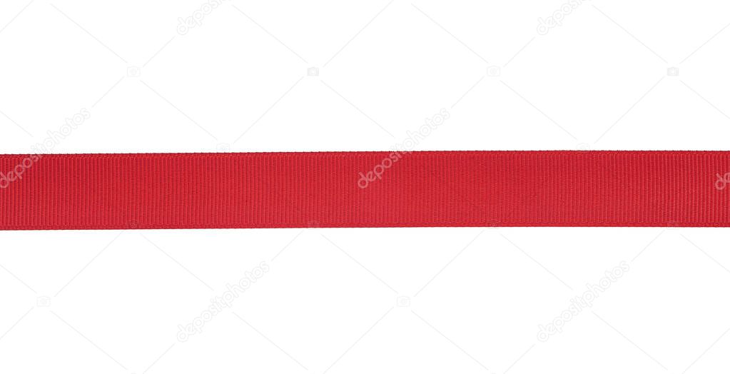 Beautiful flat red silk ribbon isolated on white background. Gif