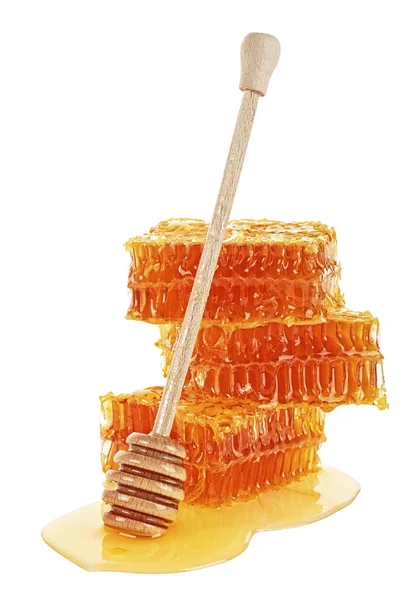 Χτένα με μέλι dipper απομονώνονται σε λευκό φόντο. Οργανισμοί — Φωτογραφία Αρχείου