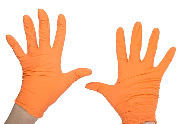 Hände Eines Sanitäters Mit Latexhandschuhen Medizinische Handschuhe Operationshandschuh Präventionskonzept Covid — Stockfoto