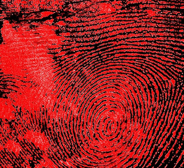 Red Fingerprint Black Paper Background — Stock Photo, Image