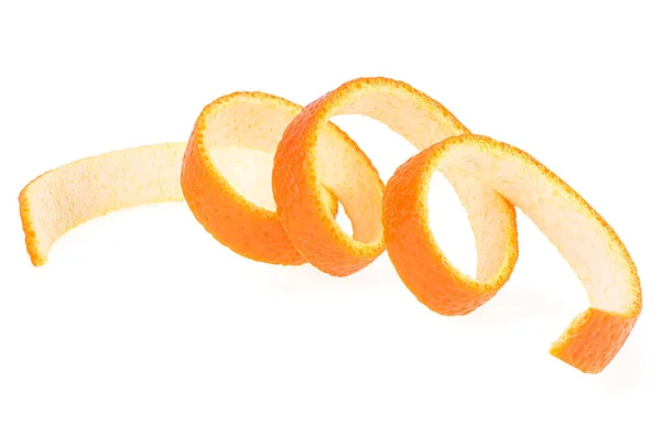 Кожура Спелого Апельсина Изолирована Белом Фоне Оранжевая Спираль Оранжевая Кожура — стоковое фото