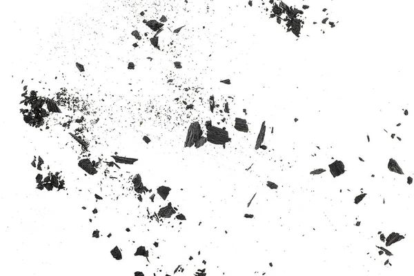 Charcoal Dust Fragments Isolated White Background Top View — Stock Photo, Image