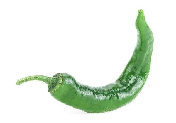 Groene Chili Peper Geïsoleerd Een Witte Achtergrond Pittige Groene Hete — Stockfoto