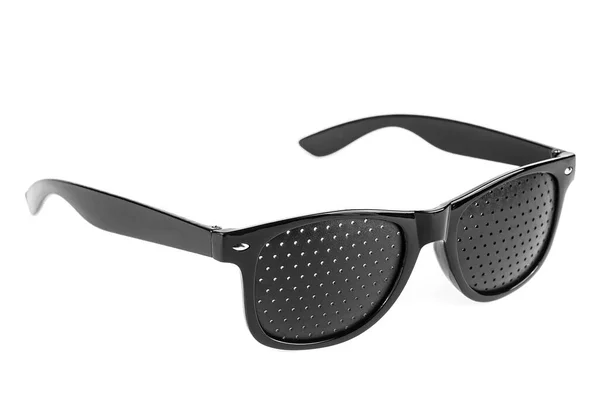 Perforowane Szklanki Izolują Się Białym Tle Specjalne Okulary Otworami Widzenia — Zdjęcie stockowe