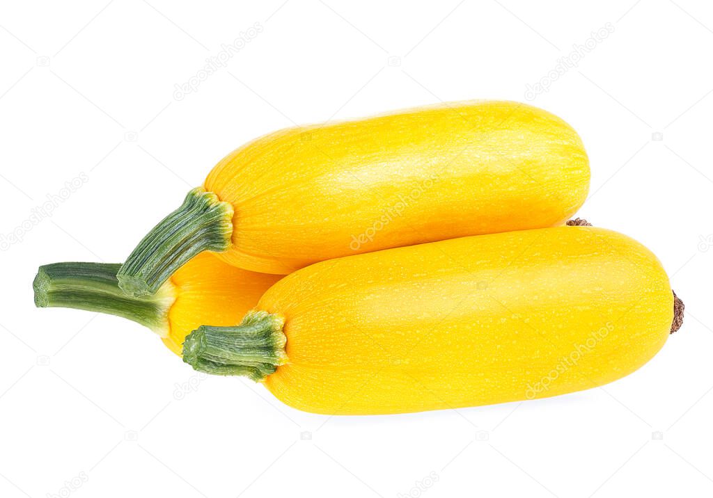 Fresh yellow zucchini isolated on a white background. Golden zucchini.
