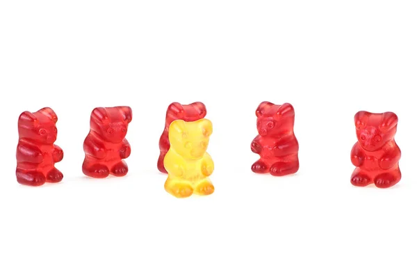 Bunte Gummibärchen Essen Bonbons Auf Weißem Hintergrund Gelee Bären — Stockfoto