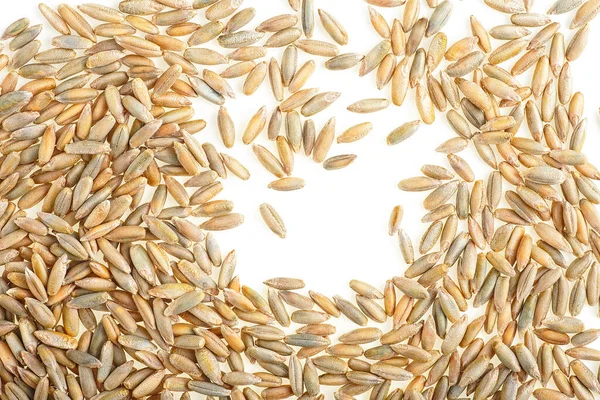 Closeup Rye Grain Isolated White Background Top View — Stock Photo, Image