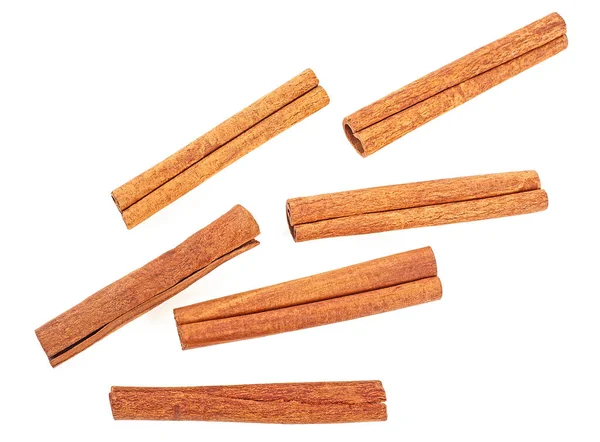 Cinnamon Sticks Isolated White Background Top View Fragrant Cinnamon Sticks — Stock Photo, Image