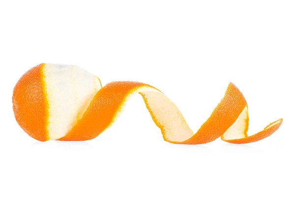 Laranja Com Casca Isolada Sobre Fundo Branco Laranja Descascada Isolada — Fotografia de Stock