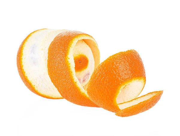Oloupaná Oranžová Bílém Pozadí Pomeranč Slupkou — Stock fotografie