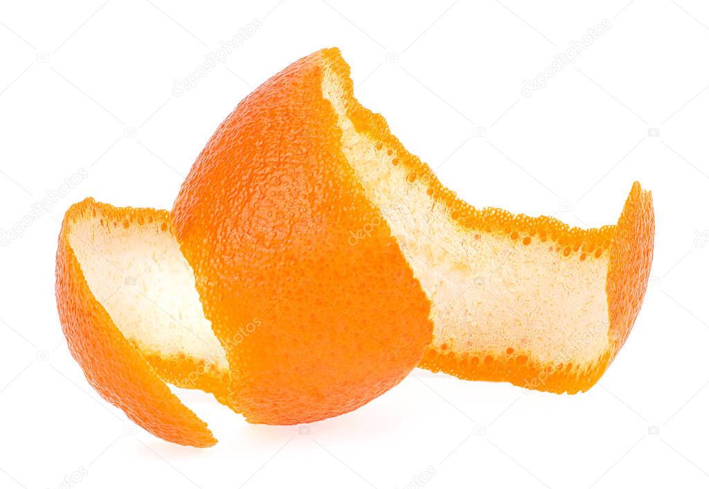 Fresh orange peel isolated on a white background, with clipping path. Healthy fruit. Vitamin C.