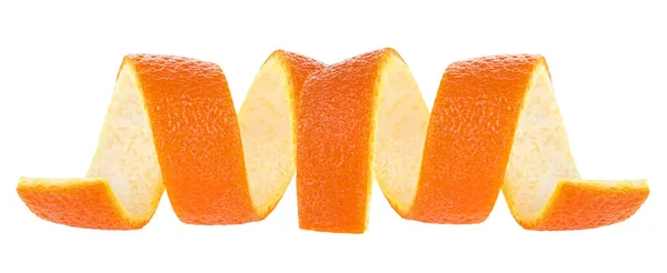两块柑橘皮在白色的背景上隔离开来 橙色皮肤 — 图库照片