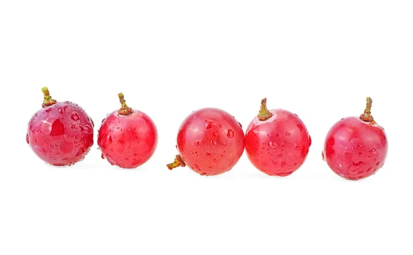 Reife Rote Trauben Mit Wassertropfen Auf Weißem Hintergrund — Stockfoto