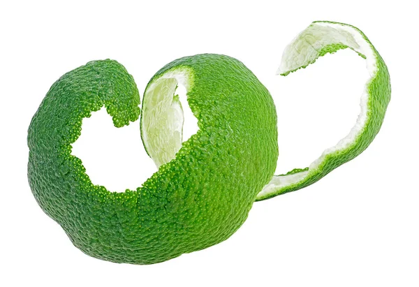 Lime Gyümölcs Héj Izolált Fehér Alapon Friss Lime Héj Árnyék — Stock Fotó