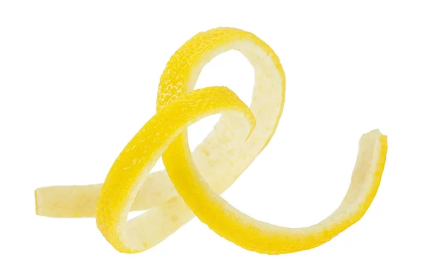白の背景に隔離された新鮮なレモンの皮 健康的な食品 ビタミンC — ストック写真