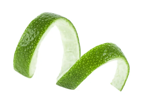 Peel Fresh Ripe Lime Isolated White Background Lime Fruit Peel — Stock Photo, Image