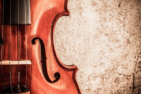 Violino Parete Cemento Sottofondo Musicale — Foto Stock
