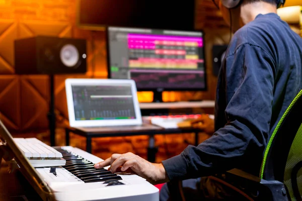 Male Producer Musician Composer Making Song Home Recording Studio Music Stock Photo
