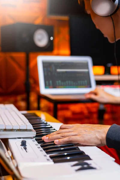 Male Producer Musician Composer Making Song Home Recording Studio Music Stock Picture