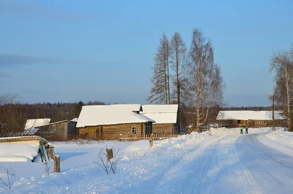 Ryssland Arkhangelsk Region Plesetsk District Voznesenskaya Village Gamla Trähus — Stockfoto