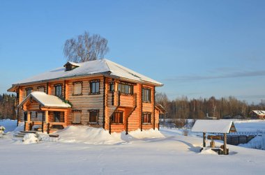 Markomusy, Arkhangelsk bölgesi, Plesetsk bölgesi, Rusya, 13 Şubat 2018. Kış eğlence merkezi Markomusy 