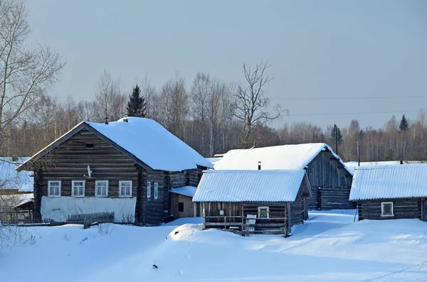 Russia Arkhangelsk Region Old Village Banks River Onega Winter — Stock Photo, Image