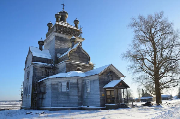 Igreja Transfiguração Preobrazhenskaya Século Xviii Turchasovo Rússia Região Arkhangelsk Distrito — Fotografia de Stock