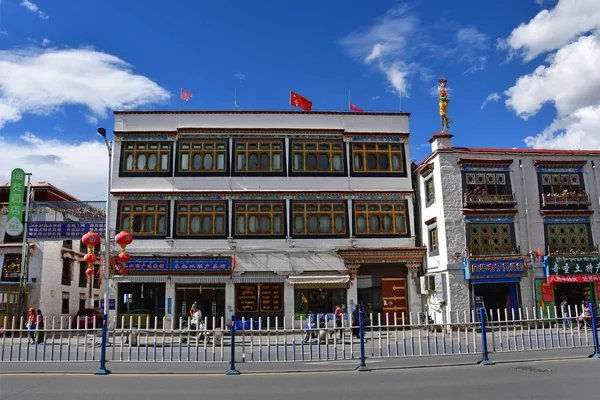 Tibet, Lhasa, Çin, Haziran, 02, 2018. Lhasa Tibet özerk bölgesinin başkenti tipik İnşaat
