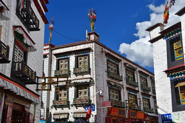 Frammento Una Tipica Casa Nel Centro Storico Lhasa — Foto Stock