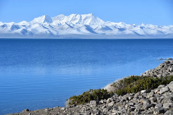 Tibet Jezero Nam Tso Nam Tso Nyechen Tangla Hory Létě — Stock fotografie