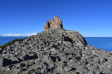 Tibet, Geoglyph Nam Tso shore gölde 4718 metre deniz seviyesinden