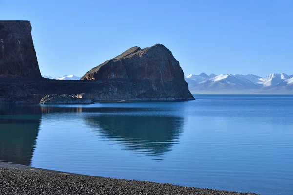 Tibete Nam Tso Lago Junho Manhã 4718 Metros Acima Nível Fotografia De Stock