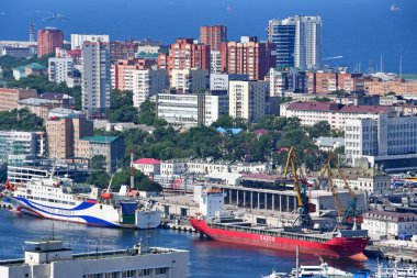Vladivostok, Rusya Federasyonu, Ağustos, 30,2018. Yaz Vladivostok gözlem güverte 