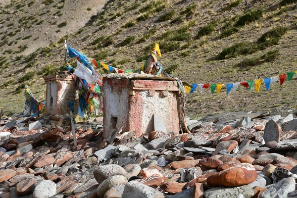 Tibet Ancient Stupas Και Βουδιστική Προσευχή Πέτρες Μάντρα Και Τελετουργικό — Φωτογραφία Αρχείου