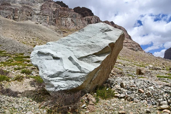 Uno Los Geoglifos Contra Cara Sur Del Monte Kailas Kailash — Foto de Stock