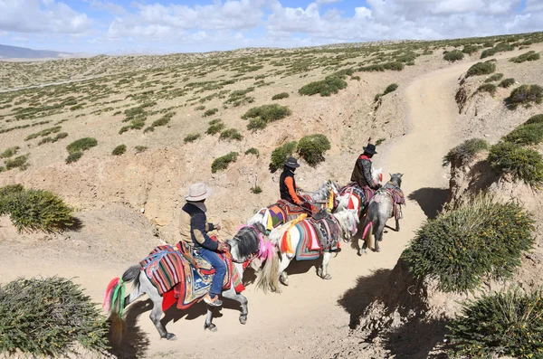 Dorchen Tibet China Junio 2018 Gente Con Caballo Haciendo Parikrama — Foto de Stock