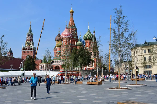 Moscú Rusia Septiembre 2018 Vista Para Catedral Basilio Torre Spasskaya —  Fotos de Stock