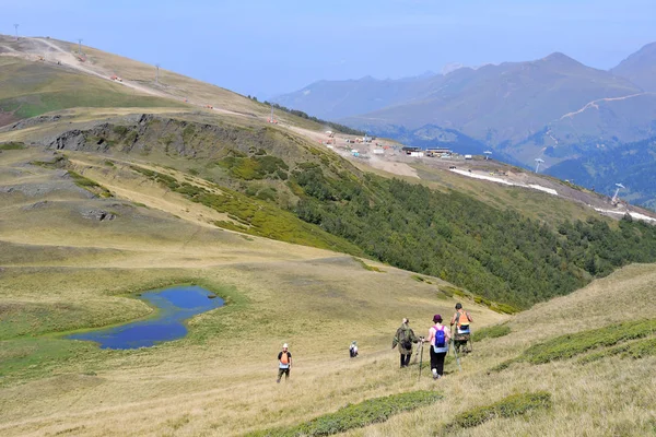 Arkhyz Russia Caucaso Settembre 2018 Turisti Sull Altopiano Gabulu Fino — Foto Stock