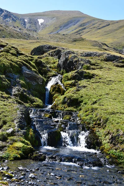 Russia Caucasus Arkhyz Small Waterfall Source River Gabulu Chat Sunny — Stock Photo, Image